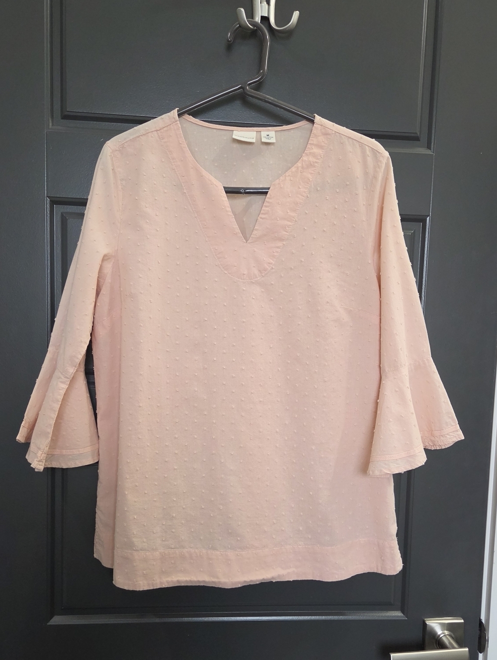 Westbound Pale Peach Split V Bell-Sleeve Tunic